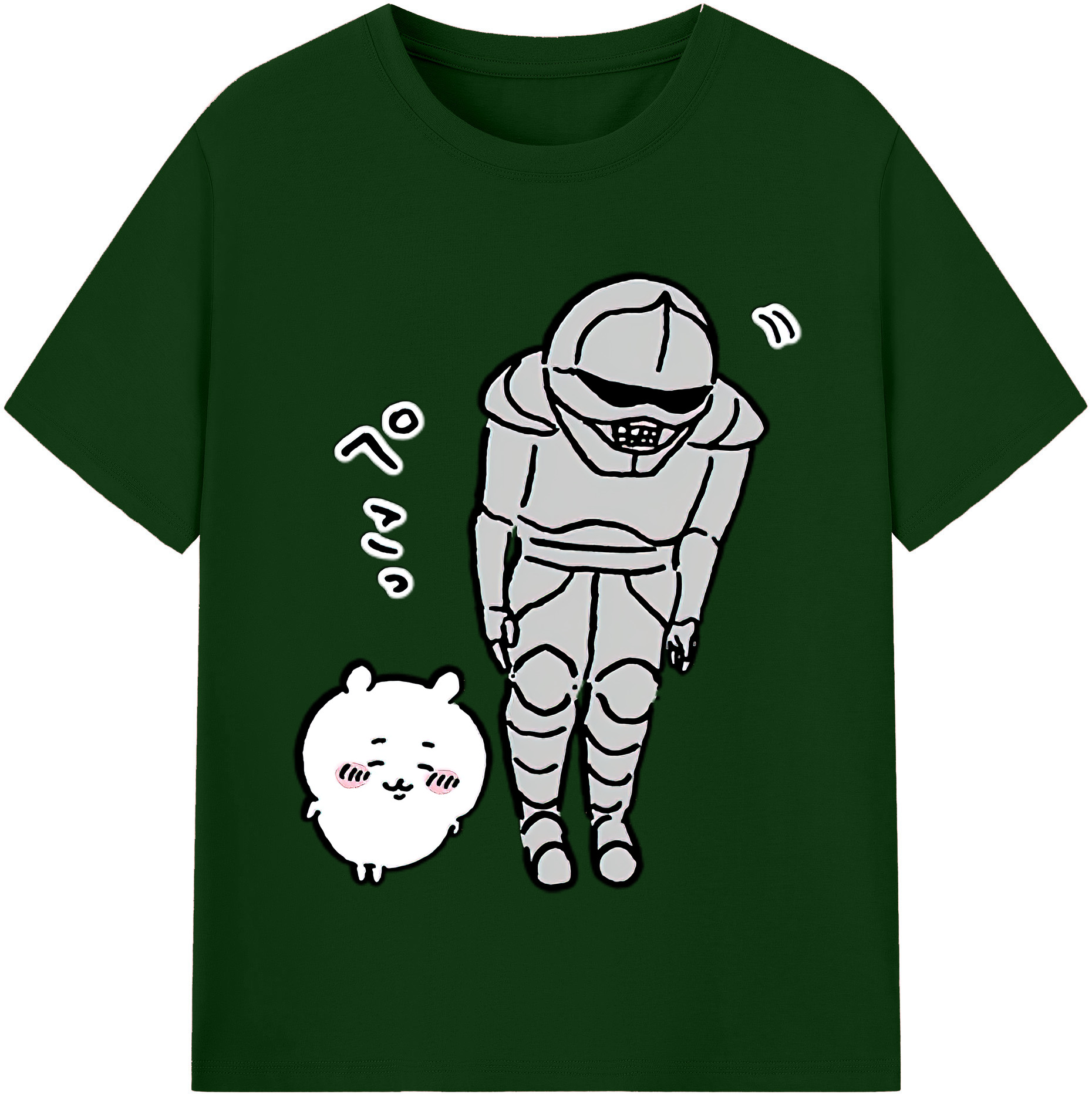 （画像用） ちいかわ 労働の鎧さん Chii-kawa Mr. Armor of Labor 綿100％半袖Tシャツ（フロントプリント）